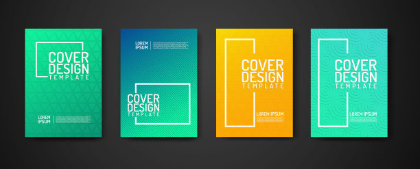 封面设计模板集与几何线条纹理图案背景图片下载