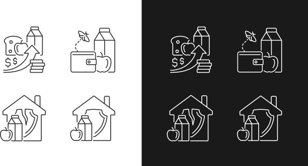 深色背景的贫困和饥饿线性图标图片下载