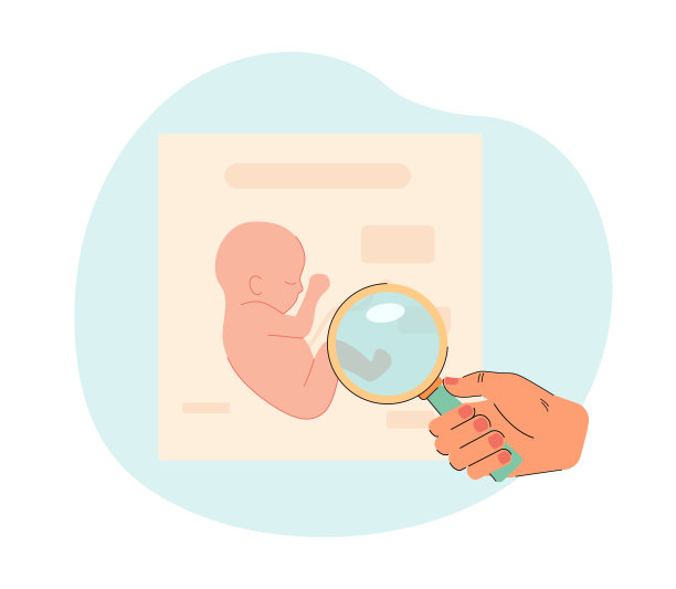 拿着放大镜研究胎儿的医生的手图片下载