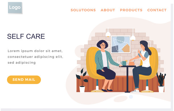 登陆页面模板，女人坐在咖啡馆里。女性朋友在聊天、喝茶图片下载