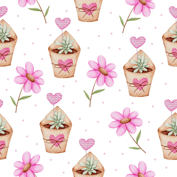 集大孤立的水彩情人节概念元素可爱浪漫的红粉红色心形装饰，矢量插图。图片下载