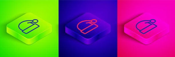 等距线圣诞老人帽子图标图片下载