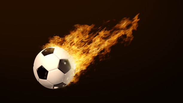足球足球在火明亮的火焰图片下载