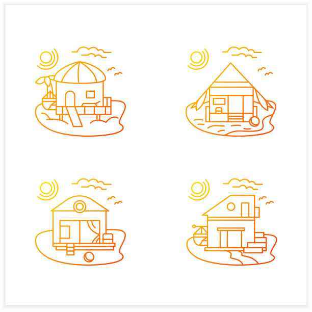 海滩小屋渐变图标设置图片下载