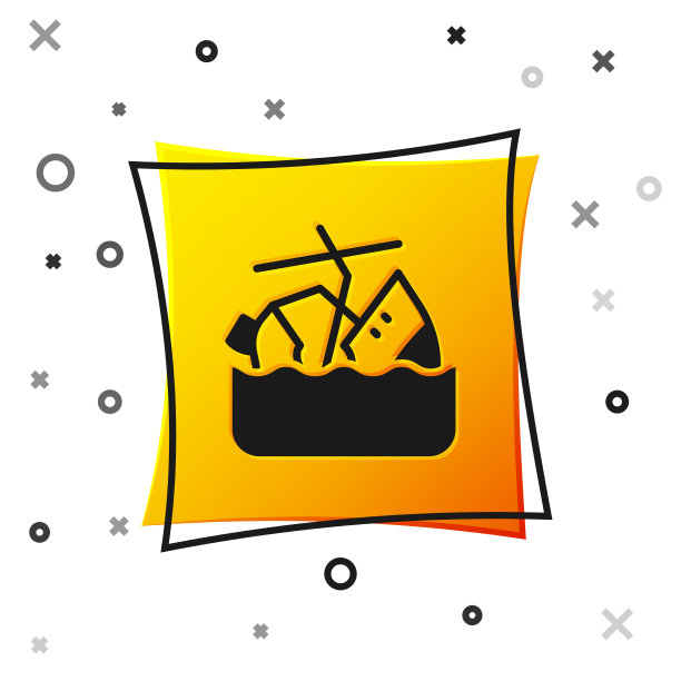 黑色沉没的游轮图标孤立在白色图片下载