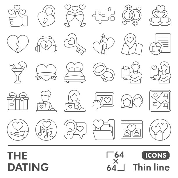 约会线图标设定爱情和关系图片下载