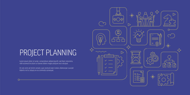 项目规划相关矢量横幅设计概念，现代线条风格与图标图片下载