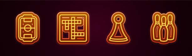 桌面足球填字游戏筹码线条图标图片下载