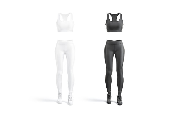 空白的黑人和白人妇女运动制服模型，正面的看法图片下载