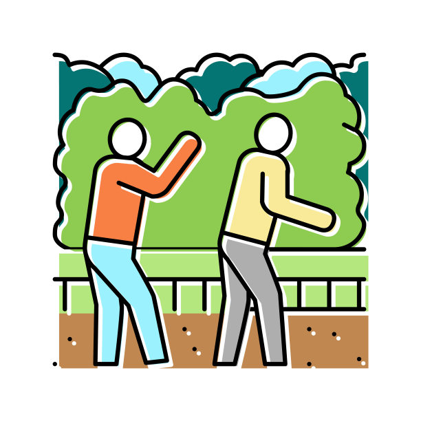 步行人公园彩色图标矢量插图图片下载
