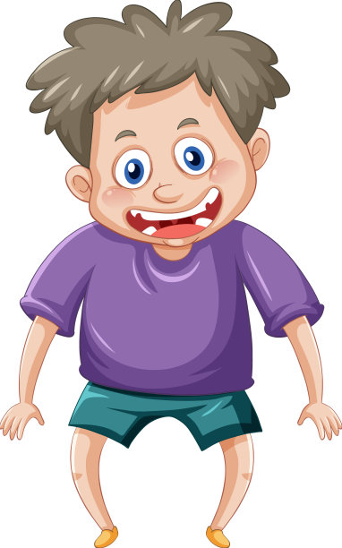 一个男孩穿着白色底色的紫色t恤图片下载