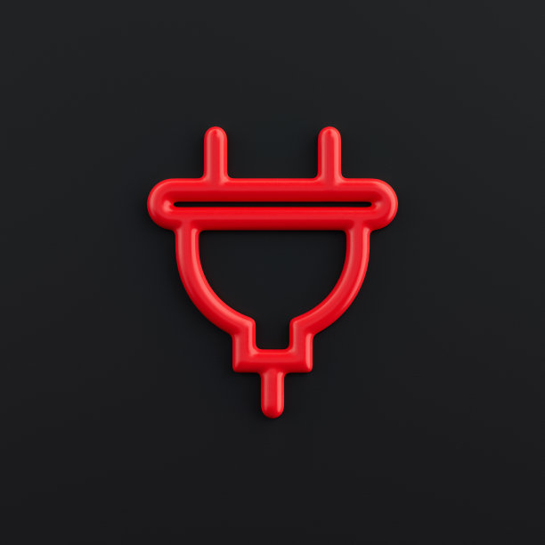 插3d图标，轮廓红色金融图标，商业符号，3d渲染图片下载