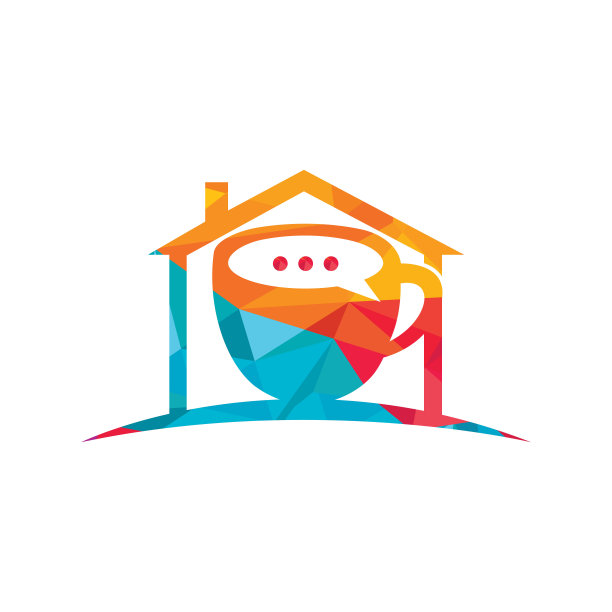 咖啡谈话矢量标志设计。咖啡杯与气泡聊天图标矢量设计。图片下载