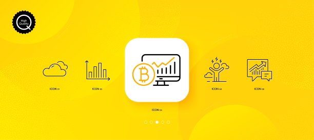 困难的压力，图表和比特币图表极简线条图标。用于Web应用程序，打印。矢量图片下载