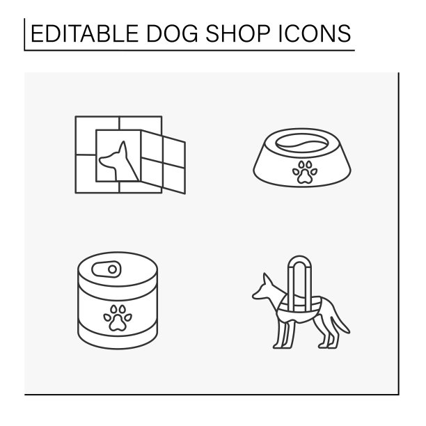 狗商店线图标设置图片下载