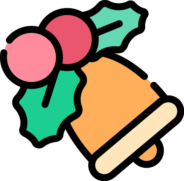 圣诞钟声图标平线图片下载