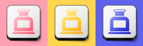 等距墨水瓶图标孤立在粉黄色图片下载