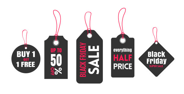 为黑色星期五设定的纸价标签图片下载