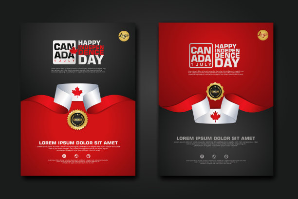集海报设计加拿大快乐独立日背景模板图片下载