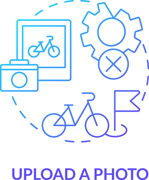 上传照片蓝色渐变概念图标图片下载