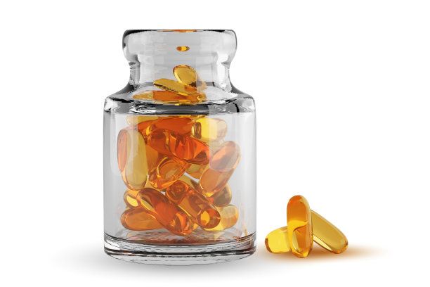 欧米茄3胶囊白色背景，3D渲染图片下载