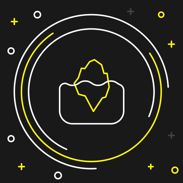 线冰山图标孤立在黑色背景图片下载