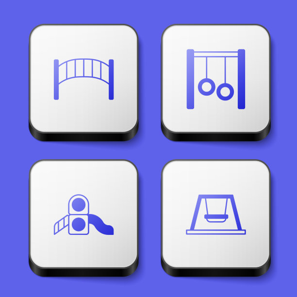 设置儿童游乐场的桥梁体操环滑梯图片下载