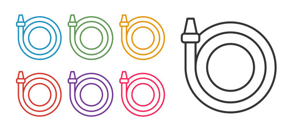 设置线花园软管图标孤立在白色图片下载