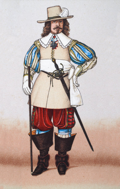 法国士兵，军官，剑，火枪靴，17世纪的军事服装，历史图片下载