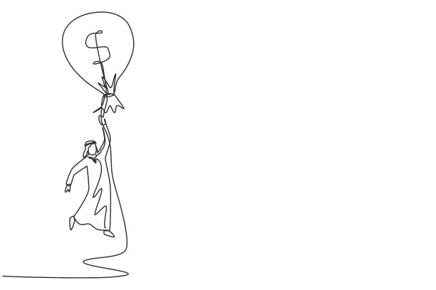 单线连续画着阿拉伯商人图片下载