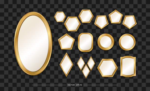 一套大镜子与金框逼真图片下载