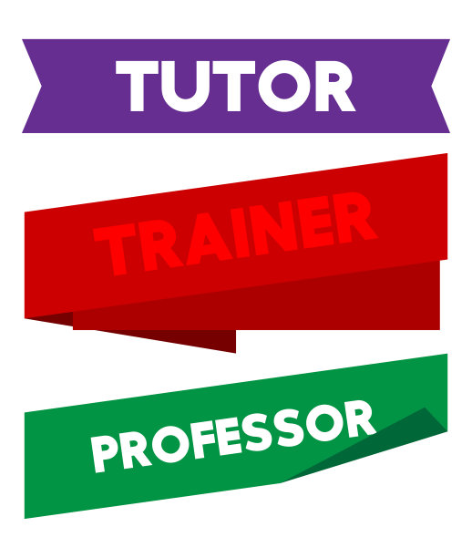 一套带导师，培训师，教授文本。旗帜模板。标签贴纸。的迹象。图片下载