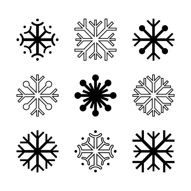 黑白雪花图标图片下载