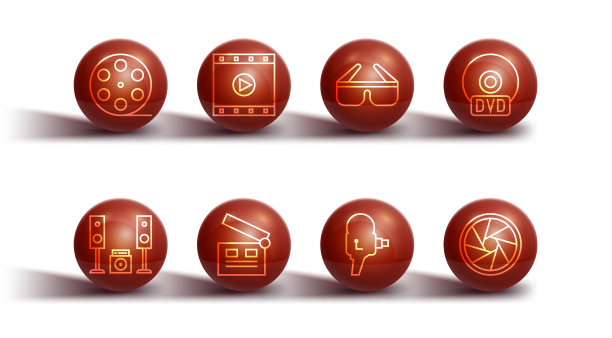 设置线电影卷轴家庭立体声与两个扬声器图片下载