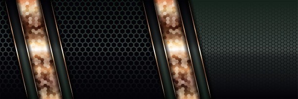 现代奢华的背景矢量叠加在深绿色和阴影黑色空间上，以抽象的风格进行设计。图形插画纹理与线条金色元素装饰图片下载