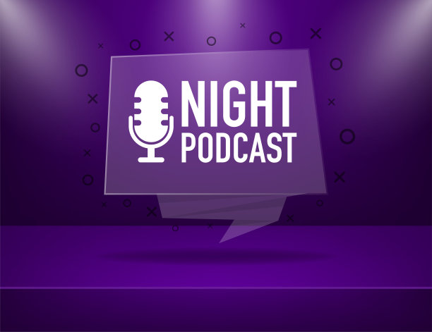 晚上播客。徽章，图标邮票标志矢量插图图片下载