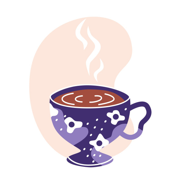 古董茶杯。复古花陶瓷杯。平面矢量插图流行的颜色图片下载