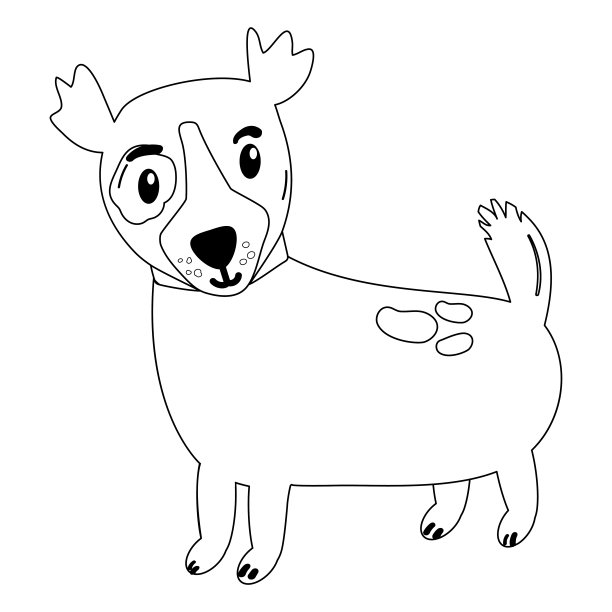 可爱的狗手绘矢量艺术。矢量彩色插图图片下载