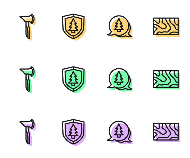 用树和设行树木斧护盾图片下载