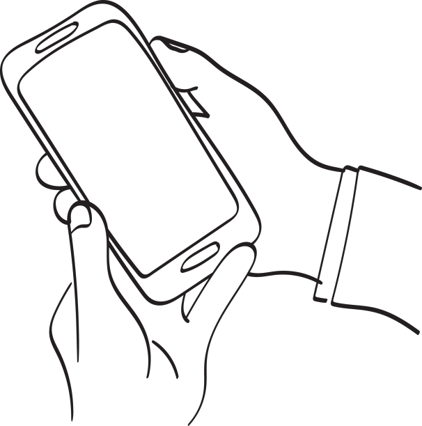 线艺术特写手握空白屏幕图片下载