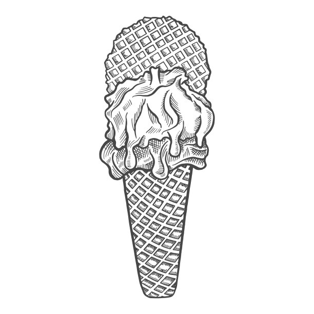 意式冰淇淋或意大利传统美食孤立涂鸦手绘草图，具有轮廓风格图片下载