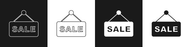 带促销图标的悬挂标志图片下载