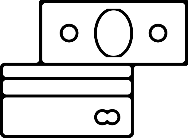 美元和信用卡细线图标图片下载