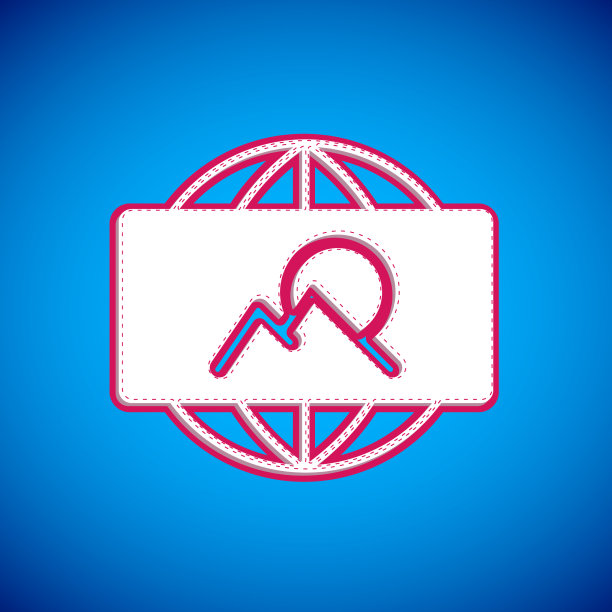 白色广角图片图标孤立于蓝色图片下载