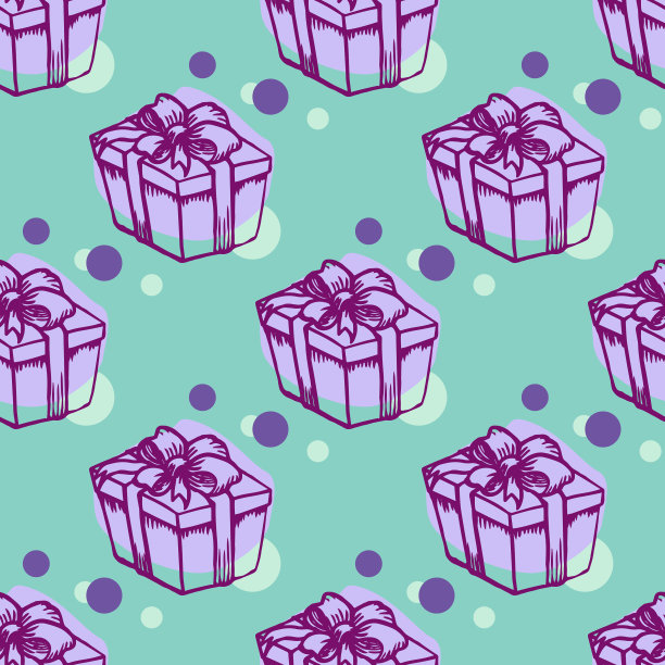 无缝图案手绘礼盒图片下载