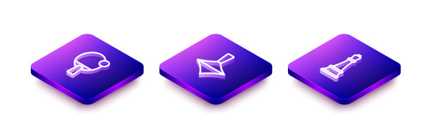 设置等距线球拍旋转玩具和国际象棋图片下载