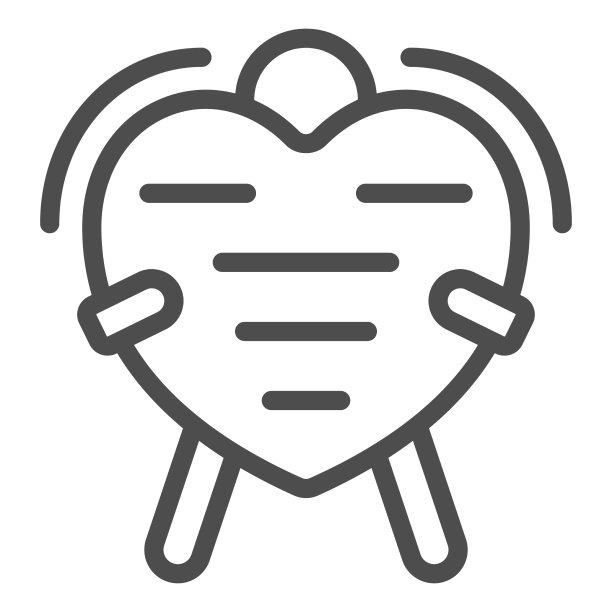 男子拿着大爱心明信片线条图标约会图片下载