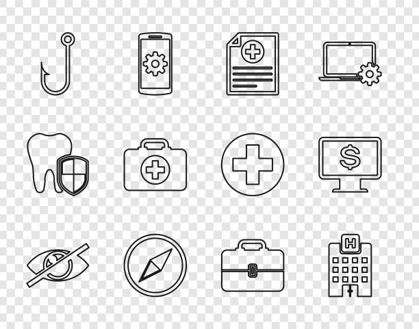 不可见或隐藏医疗医院线条图标图片下载