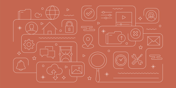 用户界面相关矢量横幅设计概念，现代线条风格与图标图片下载