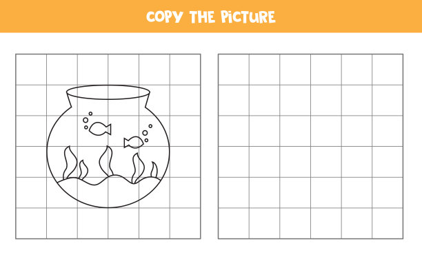 复制黑白水族馆的图片。孩子们的逻辑游戏。图片下载